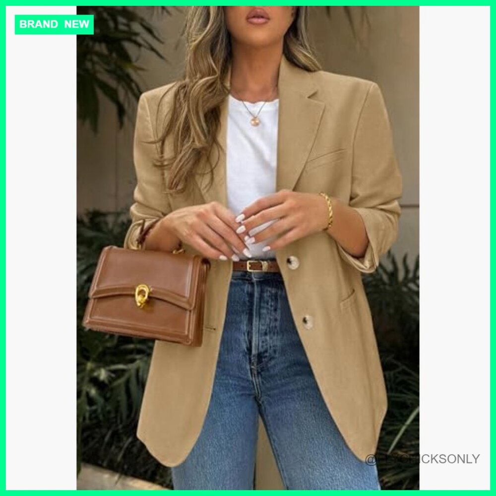 Polyester Elastane Blazer with Pockets Notch Lape… - image 5